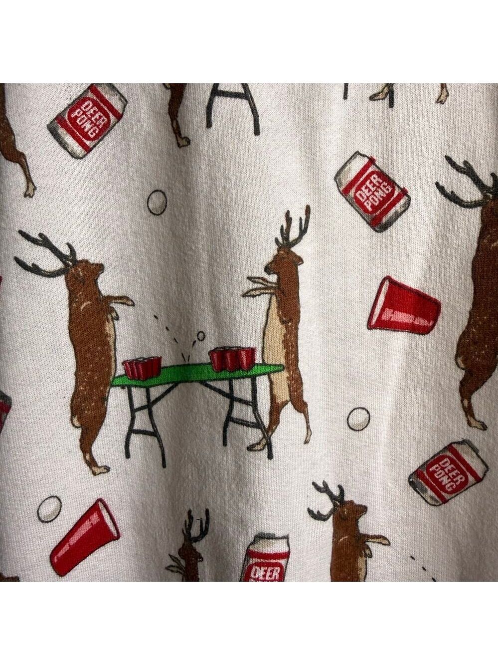 Spencer's Deer Pong Ugly Christmas Sweatshirt, Novelty Funny Holiday, Unisex 2XL
